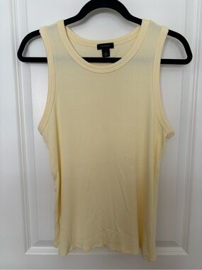 Halogen Ribbed Scoop Neck Tank Top - Pale Yellow